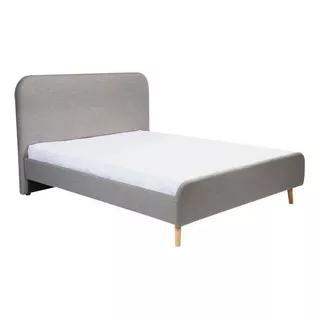 Cama Tradicional The H Design Eriksen Matrimonial Color Gris Fabricada En Madera