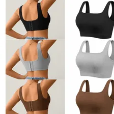 Kit 4 Top Com Bojo Fitness Academia Sem Costura Poliamida
