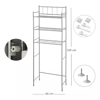 Mueble Organizador Sobre Inodoro 3 Estantes Metal Baño