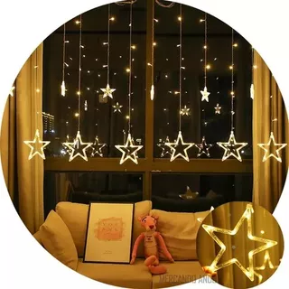 Cortina Luces Estrella Led Decoración Navidad 6 Mts