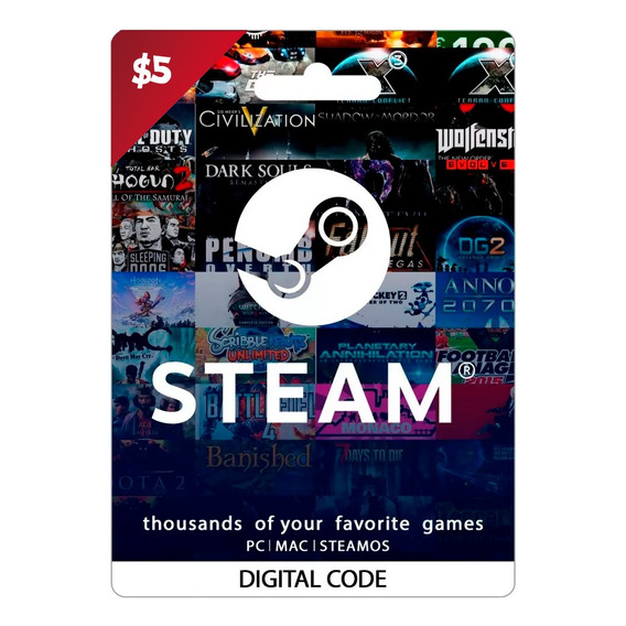 Steam Gift Card | Tarjeta De Regalo | 5 Usd | Código