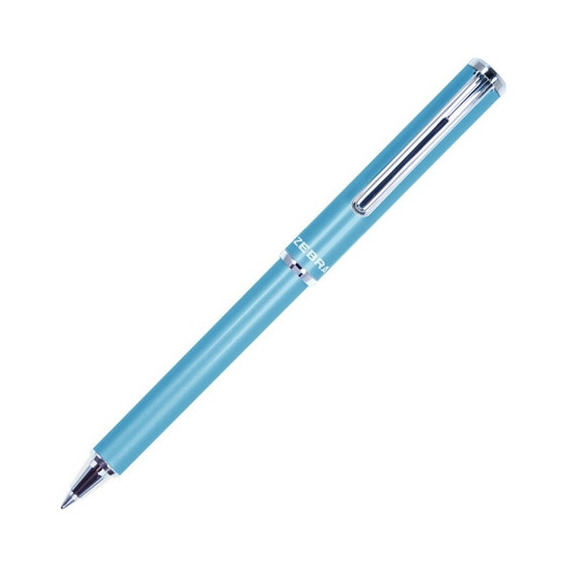 Bolígrafo Deslizable Pluma Mini Slide Pen Punto Medio Zebra. Color de la tinta Negro Color del exterior Azul claro