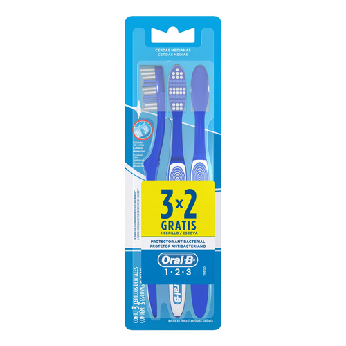 Cepillo de dientes Oral-B 123 Classic suave pack x 3 unidades