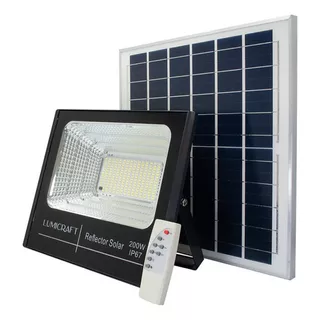 Reflector Led Con Panel Solar Y Control 200w Ip67 Exterior 