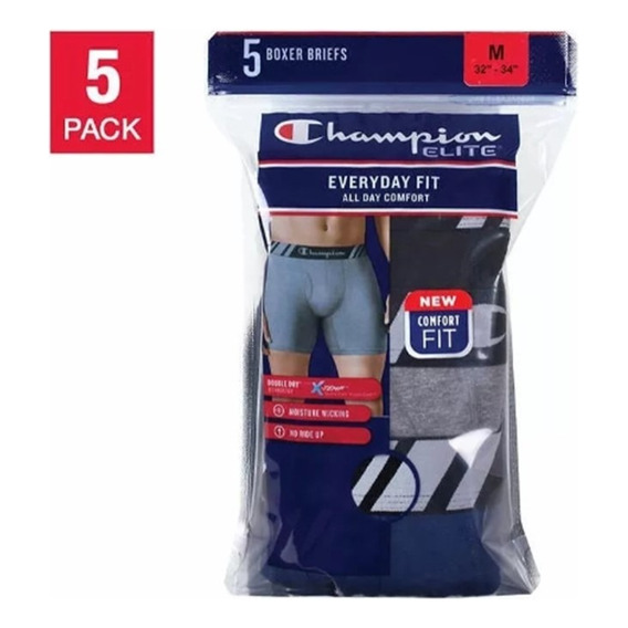 Boxer Champion Hombre 5 Pzs Comfort De Luxe 100% Original