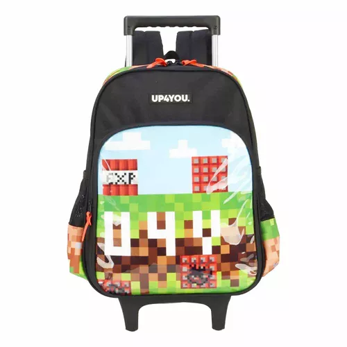 Mochila escolar grande Up4you de Minecraft con cochecito y rueda