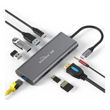 Hub Usb C Adaptador Multipuerto Hdmi Rj45 Pd 8 En 1