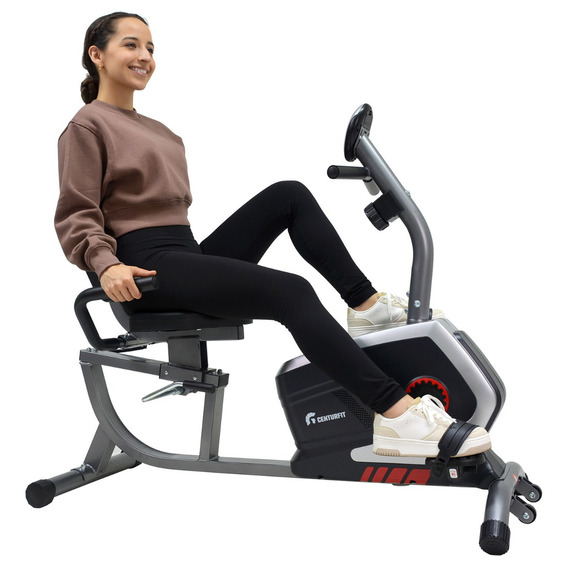 Bicicleta Fija Magnetica Horizontal Fit Cardio Con Monitor Color Gris