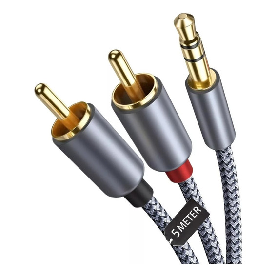 Cable Rca Audio Auxiliar Jack 3,5 Mm Conectores De 5 M