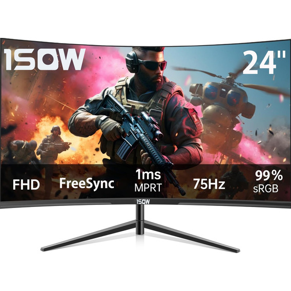 1sow® Monitor Gamer Curvo Pc 24 Pulgadas Pantalla Hdmi Fhd