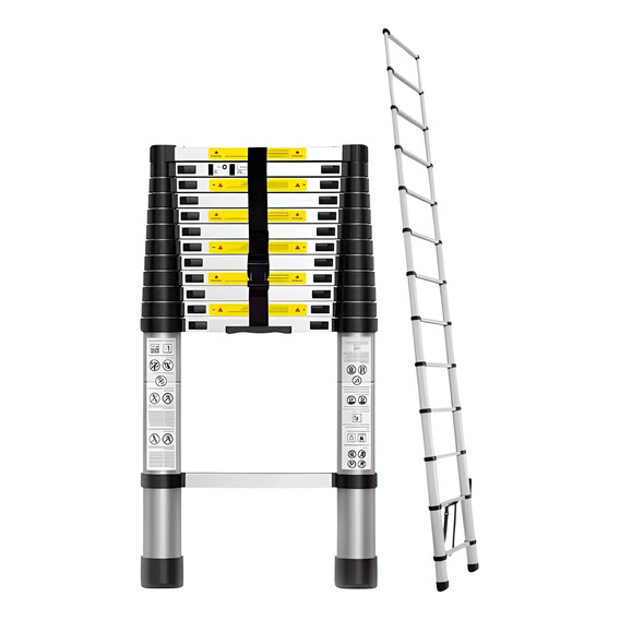 Escalera Telescópica 13 Peldaños Ajustable Retráctil 3.8 M