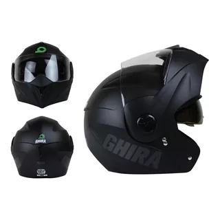 Casco Ghira Negro Mate Deportivo Abatible Certificado Humo Tamaño Del Casco Grande