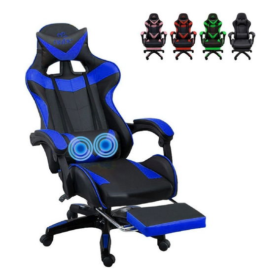 Silla Gamer Gaming Ergonómica Reclinable Color Azul