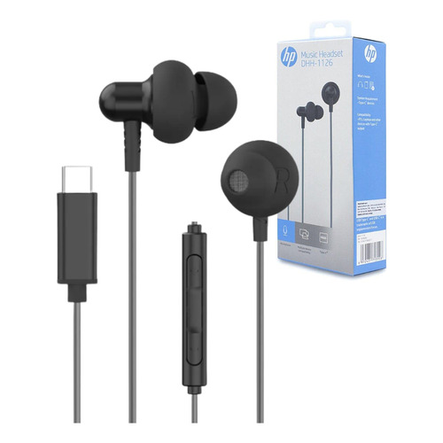 Auriculares Mic Hp Dhh 1126 Negro Usb C Manos Libres Celular NEGRO