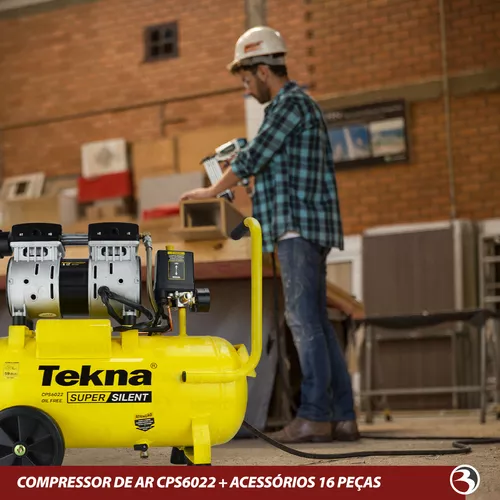 Compresor de aire eléctrico portátil Tekna Motocompressor Membrana  Diafragma Pintura Limpeza Compressor Ar Direto monofásico 20L 1.5hp 110V  amarillo