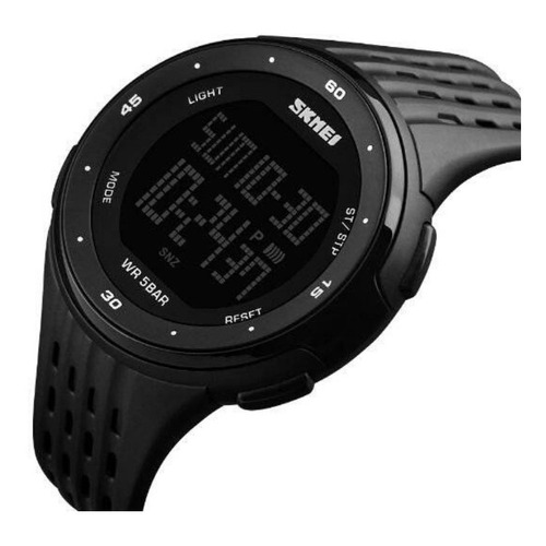 Reloj pulsera Skmei Digital 1219 de cuerpo color negro, digital, para hombre, fondo negro color negro, dial gris, minutero/segundero gris, bisel color negro