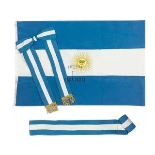 Bandera Argentina De Ceremonia Jardin * Con Moño Y Tahali *