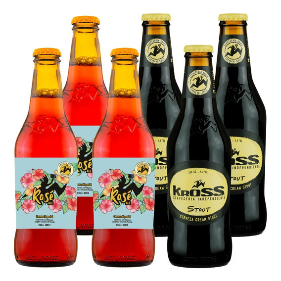 Cerveza Artesanal Kross Rosé Y Stout 6 Pack 330 Ml
