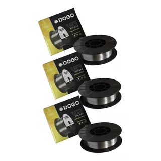 3 Rollos Alambre Flux Mig Dogo Soldar Sin Gas 0,9kg - 0,8mm