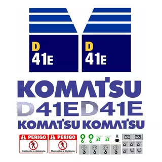 Kit Adesivos Compatível Trator Komatsu D41 E + Etiquetas Cor Trator Esteira Komatsu D 41e