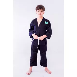 Kimono Infantil Judo Jiujitsu Reforçado Preto + Faixa Grátis