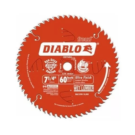 Disco Sierra Diablo 7 - 1/4'' 60 Dientes Corte Fino E.o.