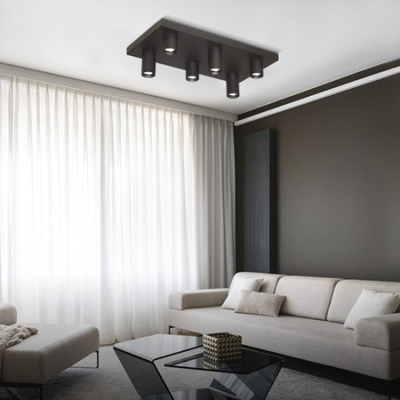 Plafon 6 Luces Led Nachos2 Blanco Base Rectangular 20386 Rd