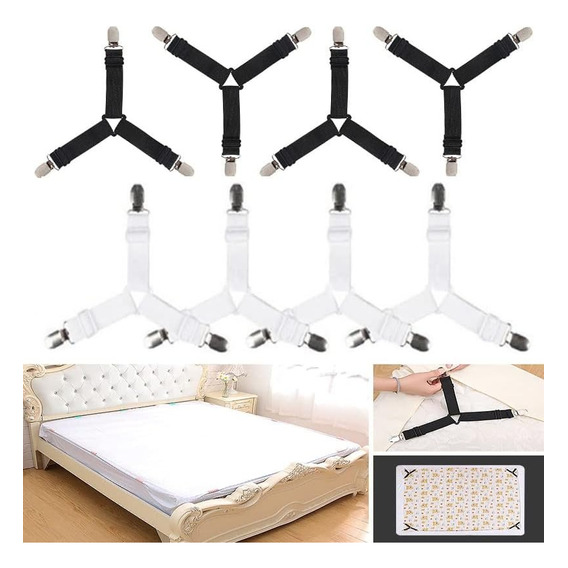 Correas De Sábana De Cama Ajustables Elástico 8 Pcs