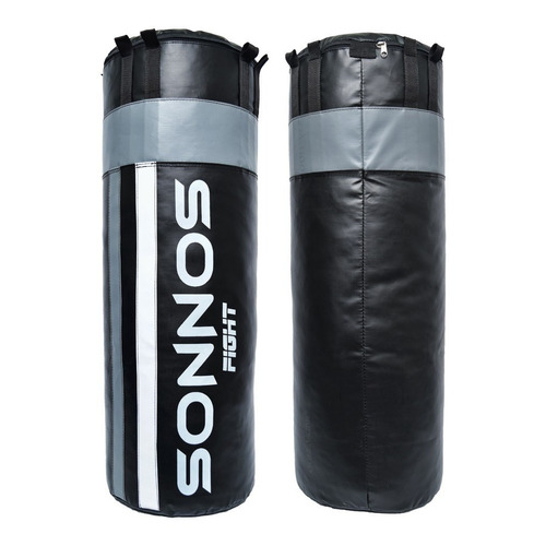 Bolsa De Boxeo 1,20 Mts. Combinadas Federacion Argentina Box Color Negro Con Gris Claro