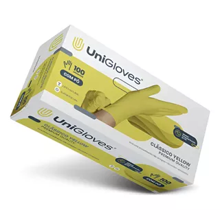 Luva De Látex Unigloves Amarelo X 100 Unidades Tamanho P Cor Yellow