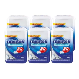 6 Pastilha Mentos Clear Breath Zero Açucar Peppermint 105g