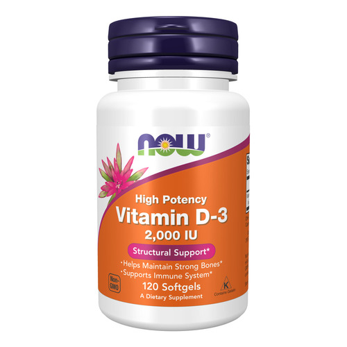 Now Foods Vitamina D3, 50 Mcg (2000 Ui), 120 Softgels Sfn Sabor Sin sabor