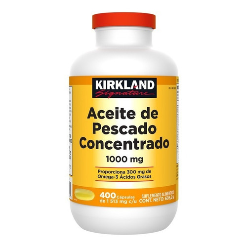 Suplemento En Cápsulas Kirkland Signature Aceite De Pescado Concentrado Omega-3 Ácidos Grasos En Bote De 605g 400 Un