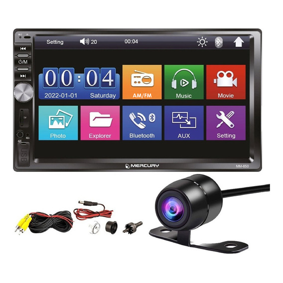 Combo Pantalla Blauline 7 Pul Bt + Camara Estacionamiento 