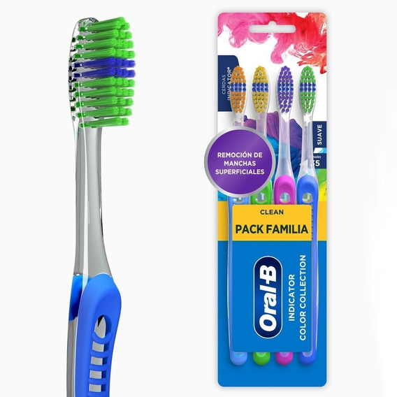 Pack Cepillo Dental Oral B Indicator Color Clásico 4 Un