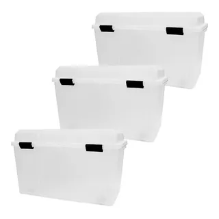 3 Cajas De Plástico Hercules Transparente 130 Litros  