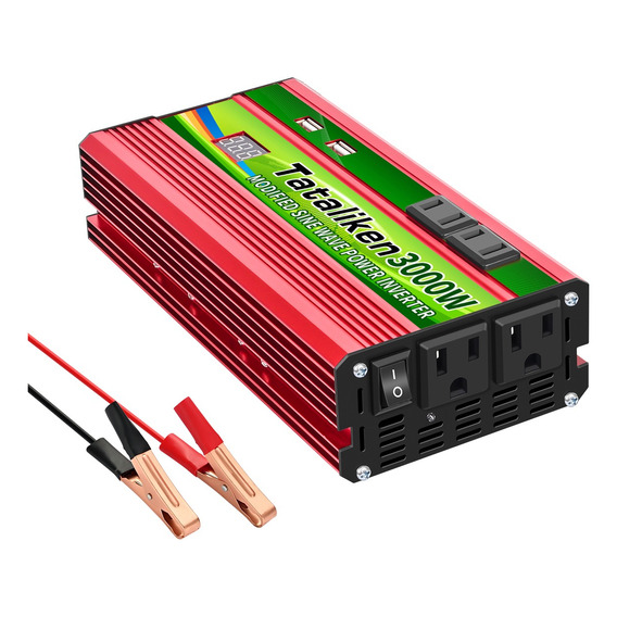 Inversor De Corriente 3000w 12v/24v-110v Pantalla 2usb Coche