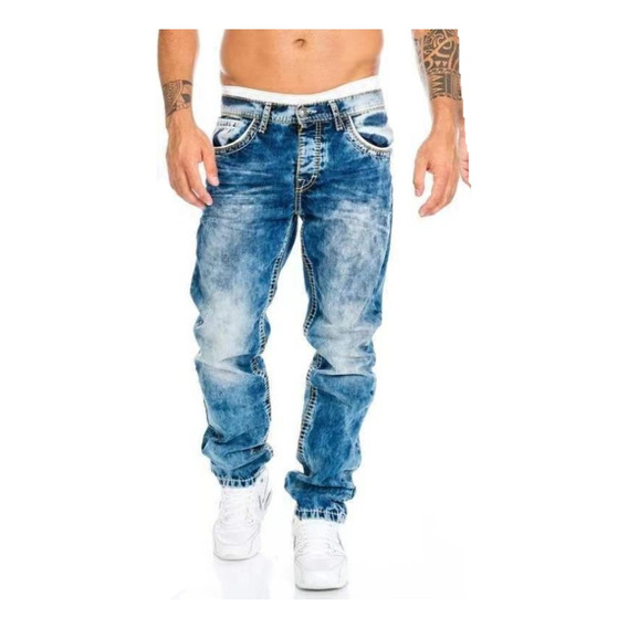 Pantalones Hip-hop De Jeans Casual Pantalones Rectos Hombres