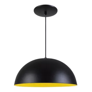 Luminária De Teto Rei Da Iluminação Meia Lua 40 Cor Preto Texturado/amarelo 110v/220v