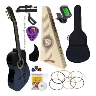 Guitarra Clasica Ocelotl Paquete Vital De Accesorios Color Negro Orientación De La Mano Diestro