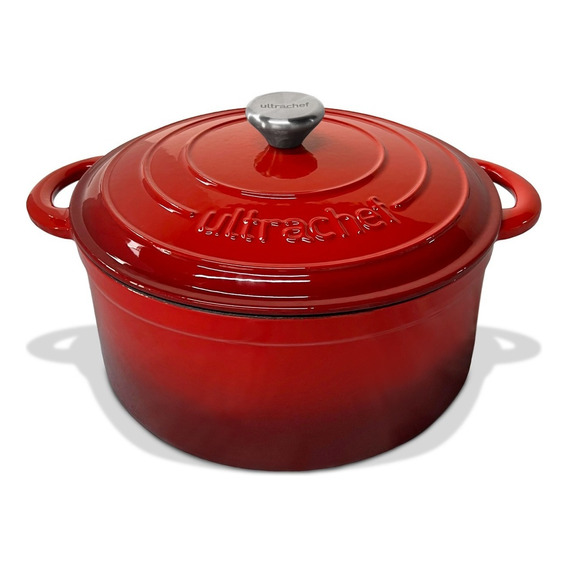 Olla Hierro Fundido Esmaltada Ultrachef 28cm 6 Litros Color Rojo