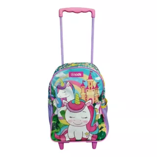 Mochila Unicornio Con Carrito 42 X 28 X 16 Cm Mundo Magico Color Rosa