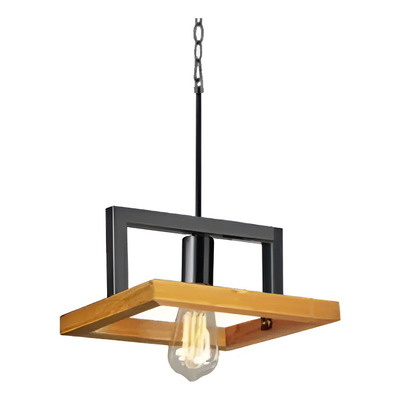 Colgante 1 Luz Woody 115 Madera Negro Industrial Apto Led Madera/negro