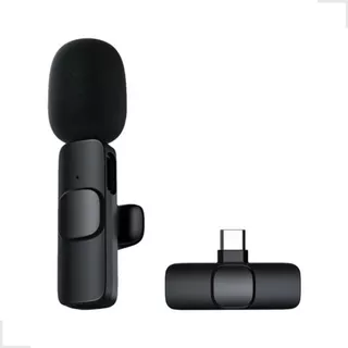 Micrófono Inalámbrico De Solapa Compatible Con iPhone Y Android, Color Negro