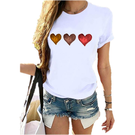 Remera Dama Mujer Moda Femenina Heart Amor Corazones Love 13
