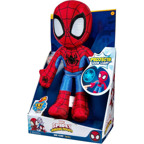 Muñeco Peluche Web Flash Spidey Con Luz - Dgl Games & Comics Color Rojo