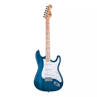 Guitarra Eléctrica Sx Ash Series Sst/ash De Fresno Trans Blue Brillante Con Diapasón De Arce