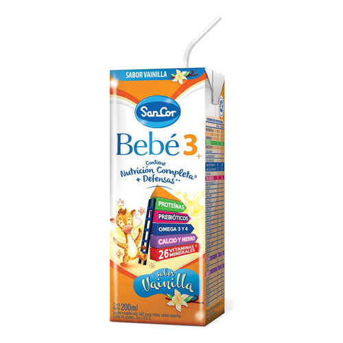 Leche de fórmula líquida sin TACC Mead Johnson SanCor Bebé 3 sabor vainilla en brick de 30 de 200mL - 2  a 4 años