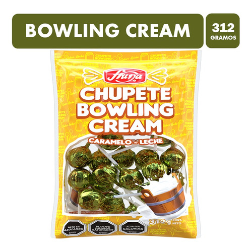 Chupete Bowling Cream Sabor Leche De Fruna (bolsa Con 24uni)