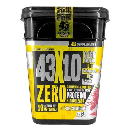 Suplemento En Polvo 43 Supplements  Proteína Zero Sabor Fresa En Cubeta De 10kg